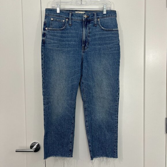 Madewell Size 30 Blue Perfect Vintage Jean Raw Hem Crop Jeans - Picture 1 of 10
